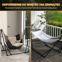 Outsunny Stelaż pod Hamak w zestawie z Hamakiem, 263 cm x 89 cm x 100 cm, Czarny + Biały(m-7)
