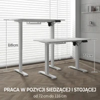 Biurko elektryczne regulowane 120x60cm, białe, Vinsetto(m-4)