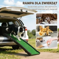 PawHut Rampa dla psa składana, antypoślizgowa pomoc do bagażnika, dla zwierząt do 90 kg, 155x38,5x15,5 cm, czarna(m-4)