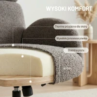 HOMCOM Obrotowy fotel z podnóżkiem, regulowany fotel akcentowy z regulowanym zagłówkiem, funkcja bujania, Szary(m-5)