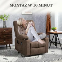 HOMCOM Fotel relaksacyjny z funkcją podnoszenia, elektryczny, 90x75x100 cm, Brązowy(m-7)
