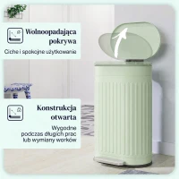 HOMCOM Kosz na Śmieci 30L Pedałowy z Pokrywą, Wyjmowanym Wewnętrznym Pojemnikiem i Systemem Soft-Close, 36,5 x 31,2 x 60,8 cm, Zielony(m-5)