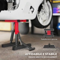 HOMCOM Cavalletto Alzamoto in Acciaio Capacità 150kg, Altezza Regolabile e Piano Antiscivolo, Rosso(m-7)