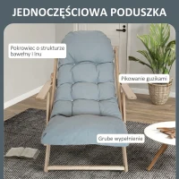 HOMCOM Fotel akcentowy, fotel relaksacyjny, regulowane oparcie, rama z drewna bukowego, do 120 kg, Jasnoszary(m-5)