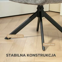 Obrotowy fotel lounge z podłokietnikami, szary, len-welur(m-7)