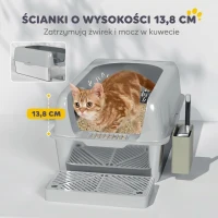 PawHut Toaleta dla kota, stal nierdzewna, łopatka(m-4)