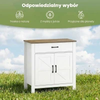 HOMCOM Komoda bufet w stylu wiejskim, szafka kuchenna z przesuwnymi drzwiami i regulowaną półką, biała(m-7)