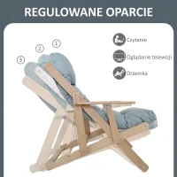 HOMCOM Fotel akcentowy, fotel relaksacyjny, regulowane oparcie, rama z drewna bukowego, do 120 kg, Jasnoszary(m-4)