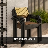 Outsunny Set Tavolo da Giardino Allungabile con 6 Sedie da Esterno Impilabili, Acciaio e Textilene, Marrone(m-5)