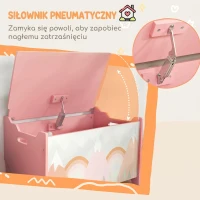 ZONEKIZ Skrzynia na zabawki, pudełko z otwieraną pokrywą, zawias bezpieczeństwa, urocze zwierzęce wzory, uchwyt, miejsce do przechowywania zabawek w pokoju dziecięcym, 60x37x39 cm, Różowy(m-5)