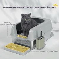 PawHut Toaleta dla kota, stal nierdzewna, łopatka(m-6)
