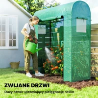 Outsunny Szklarnia Pomidorowa Foliowa z Drzwiami Rolowanymi i Oknami z Siatką 170 x 68 x 200 cm Zielona(m-5)