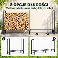 Outsunny 6.6ft Firewood Rack Outdoor with Cover, Adjustable Heavy Duty Steel Wood Storage Holder, Indoor Outdoor Log Rack for Fireplace(m-7)