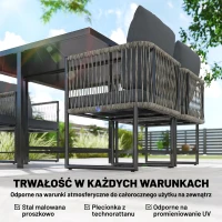 Outsunny Polirattanowy Zestaw Mebli Ogrodowych 5-częściowy, Oszczędzający Miejsce, Stół z 4 Krzesłami, Blat DPC, Poduszki, Szary(m-6)