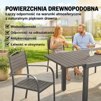 Outsunny Zestaw Mebli Ogrodowych 7-częściowy Z Rozkładanym Stołem i 6 Krzesłami, Design Lameli Drewna, Rama Aluminiowa(m-6)