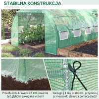 Outsunny Szklarnia foliowa, Szklarnia, przechodnia, Okno siatki, Rama metalowa, 4x3x2m, Zielony(m-6)