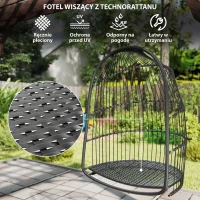 Outsunny Fotel wiszący z poduszką, polirattan, huśtawka, szary(m-5)