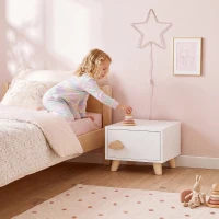AIYAPLAY Houten kinder-nachtkastje met opbergvak, bijzettafel voor slaap- en woonkamer, wit(m-2)
