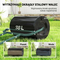 Outsunny Poręczny wał do trawnika, praktyczny wał do trawy, wał ogrodowy, elastyczny, stalowy, 58 dł. x 32,5 szer. x 113 wys. cm, ciemnozielony(m-4)
