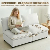 HOMCOM 2-osobowa sofa, 146 cm modułowa sofa z ekoskóry z szerokim i głębokim siedziskiem, grubymi poduszkami, łatwy montaż, Szara(m-5)