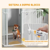 PawHut Cancellino per Cani di Taglia Media Pieghevole a 6 Pannelli, in Acciaio e Plastica, 123x102x100 cm, Bianco(m-6)