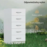 HOMCOM Komoda z 5 szufladami, szafka na ubrania i przybory, płyta wiórowa, biała(m-6)