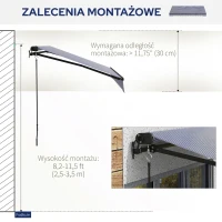 Outsunny Markiza przeciwsłoneczna Markiza Tarasowa, w tym Korba Ręczna, odporna na warunki atmosferyczne, 247 cm x 295 cm, Niebieski + Biały(m-7)