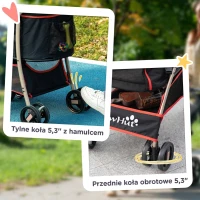 Wózek dla psa PawHut, 2 w 1, składany, torba transportowa, Czerwony(m-7)