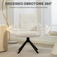 HOMCOM Fotel tapicerowany, fotel akcentowy, nowoczesny design, obrotowy, do 120 kg, Kremowy(m-5)