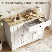 HOMCOM Kredens, kuchenny w stylu rustykalnym z przesuwanymi drzwiami, 1 szuflada, 2 regulowane półki, półki na drzwiach(m-5)