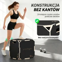 SPORTNOW Skrzynia Skoków, bez Ostrych Kantów, Sklejka, Regulowana Wysokość, Uchwyty Boczne, Czarna(m-4)