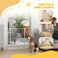 PawHut Cancelletto per Cani a Larghezza Regolabile con Doppio Blocco, in Acciaio e ABS, 76x75-95 cm, Bianco(m-7)