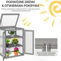Outsunny 3 Poziomy Szklarnia Tunelowa Na Rośliny Warzywa Teł Gastronomiczny z Dwiema Drzwiami z Drewna i Poliwęglanu Odporny na Warunki Atmosferyczne Nośność do 15 kg (na półkę) 58 x 44 x 78 cm(m-5)