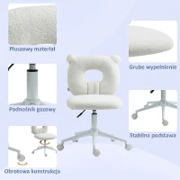 Fotel biurowy obrotowy, regulowana wysokość, biały plusz(m-5)