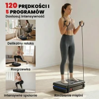 SPORTNOW Platforma Wibracyjna z 120 Poziomami Intensywności, 5 Programami, Oświetleniem LED, Taśmami Oporowymi, Antypoślizgowa(m-5)