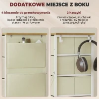 HOMCOM Komoda do sypialni z 5 materiałowymi szufladami, stalowymi wzmocnieniami, drewnianym blatem, 4 kieszeniami i 2 hakami, beżowa(m-5)