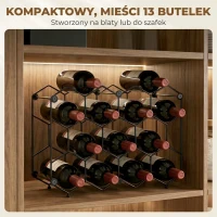 HOMCOM Stojak na wino na 13 butelek z metalową konstrukcją i wzorem plastra miodu, regulowane nóżki, zabezpieczenie przed przewróceniem, czarny, 43 x 15,5 x 31 cm(m-5)