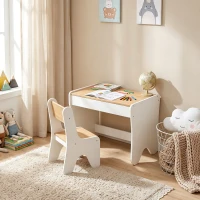 AIYAPLAY Kinder tafel- en stoelset, 2-delig met lade, voor tekenen, wit(m-8)
