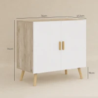 HOMCOM Mobile Multiuso con Ripiano Regolabile su 3 Livelli e Base Rialzata, in Legno, 76x41.2x74 cm, Bianco e Rovere(m-3)