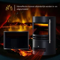 HOMCOM LED Elektrische kachel met vlameffect wandkachel vrijstaande haard haardkachel 900 / 1800 W(m-4)