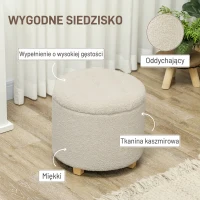 Ławka z pojemnikiem, tapicerowana, kremowa, styl kaszmirowy(m-5)