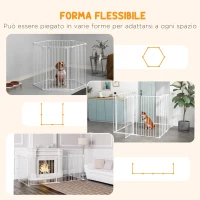PawHut Cancellino per Cani di Taglia Media Pieghevole a 6 Pannelli, in Acciaio e Plastica, 123x102x100 cm, Bianco(m-4)