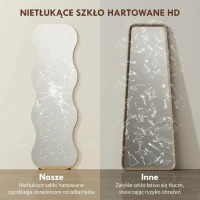 HOMCOM Pełnowymiarowe lustro bez ramy, podstawa drewniana, elastycznie umieszczalne, faliste, czarne(m-7)