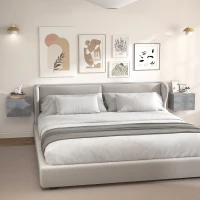 HOMCOM Set di 2 Comodini Sospesi con 2 Cassetti Moderni e Salvaspazio, 40x29x30 cm, Grigio Cemento(m-8)
