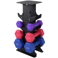 SPORTNOW Zestaw hantli 3 pary z stojakiem, antypoślizgowe uchwyty, 1-5 kg, heksagonalny(m-11)
