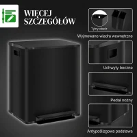HOMCOM Kosz na śmieci 2 x 25L, pedał, stal nierdzewna, z pokrywą(m-7)