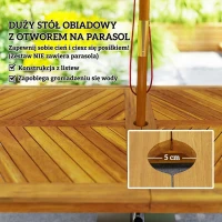 Outsunny 4 Seater Garden Furniture Set, 3 Pieces Garden Table and Benches with Cushions, Umbrella Hole, Outdoor Garden Dining Set with Slatted Top Table for Patio, Teak(m-5)