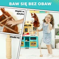 AIYAPLAY Konik na patyku dla dzieci z dźwiękami, uchwytami, kółkami, idealny do jazdy, dla dzieci 24+ miesięcy, Brązowy(m-5)
