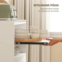 HOMCOM Szafka kuchenna na kółkach, regał na mikrofalówkę z dwudrzwiową szafką, szufladą, biała(m-5)