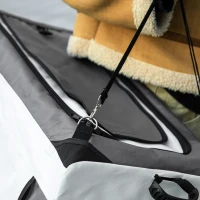 PawHut 2 in 1 Hundebuggy Haustierwagen Hundetrolley z wyjmowanym koszem, 2 szelki bezpieczeństwa Składany wózek dla kota dla małych i miniaturkowych psów, Materiał oxford, Szary(m-9)